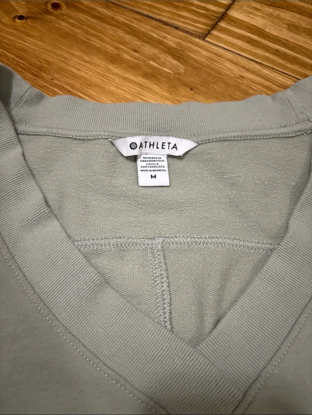 Athleta Retroterry Sleeveless V-neck Sweatshirt in Sage Green Size Medium